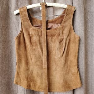 Vakko sport suede leather zipper top skirt free